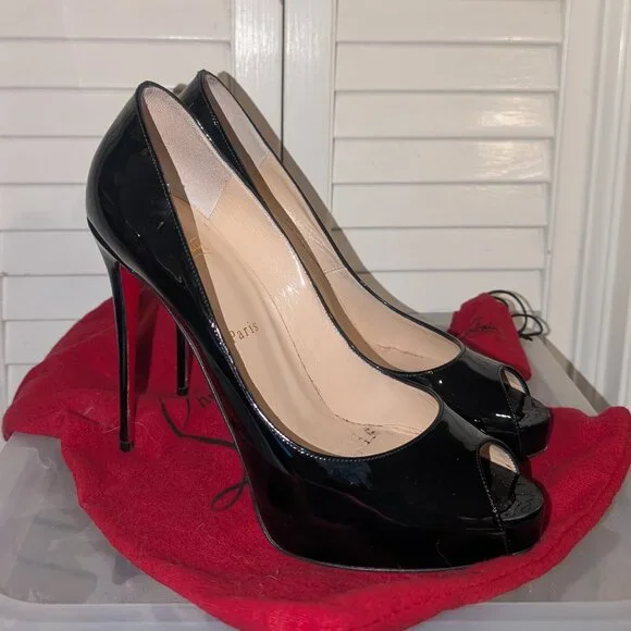 Loubiton New Very Privé 120mm platform pumps Patent calf leather - black - 40EUR - Picture 2 of 7